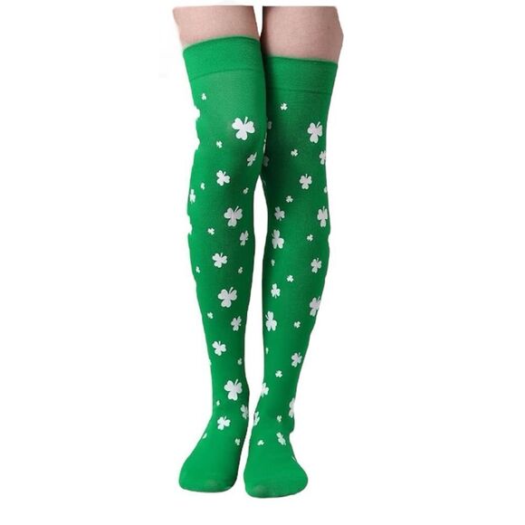 Four Leaf Clover Green Knee Socks - Picture 3 of 4
